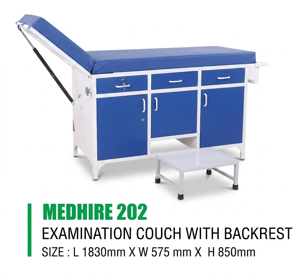 MEDHIRE eXAMINATION COUCH WITH BACKREST